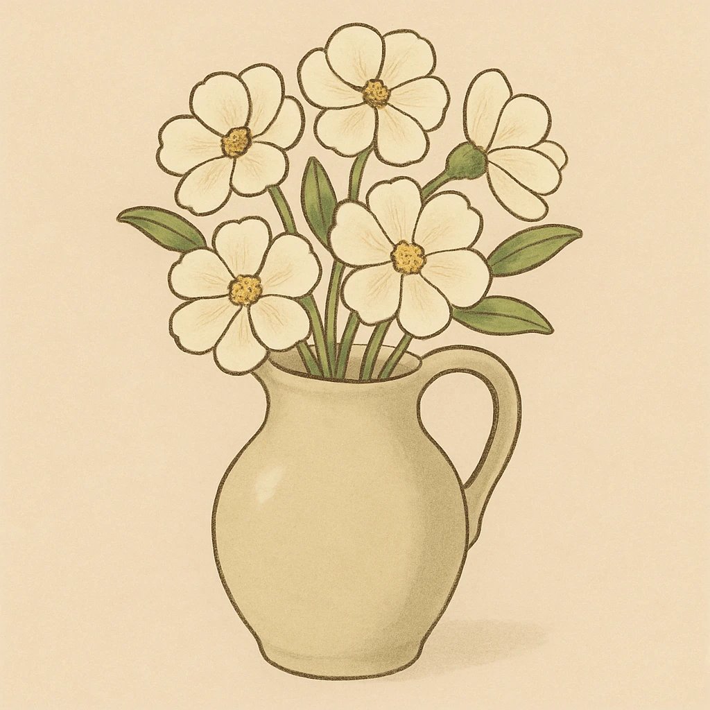 Picture of Creamy Flowers note