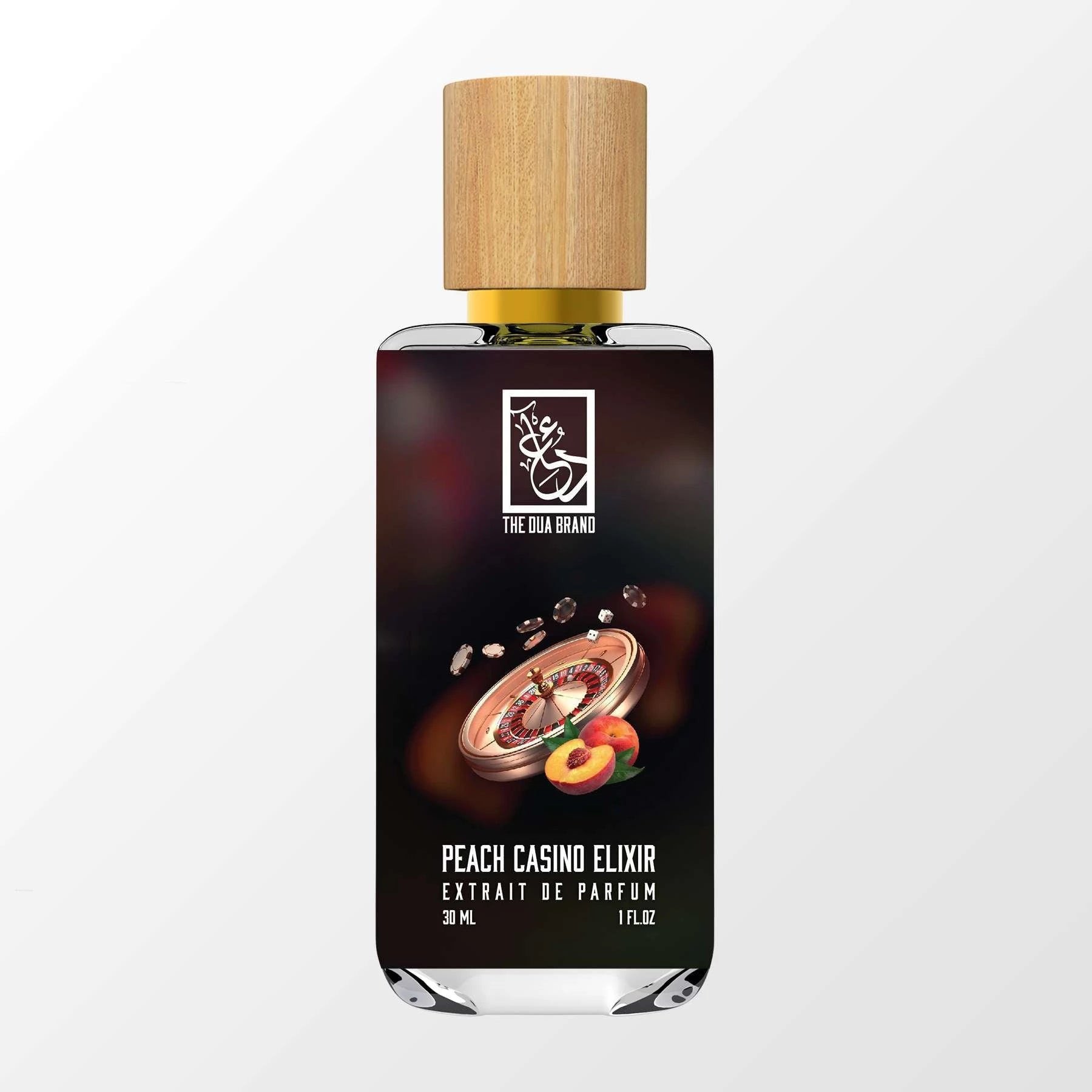 Peach Casino Elixir by The Dua Brand perfume bottle