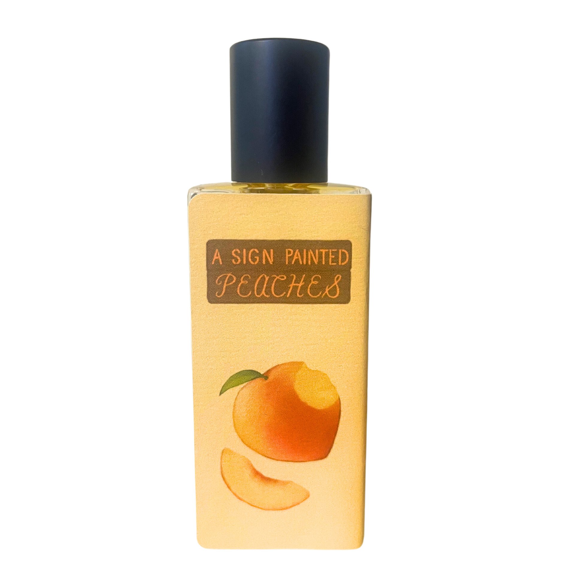 A Sign Painted Peaches by Sorce perfume bottle