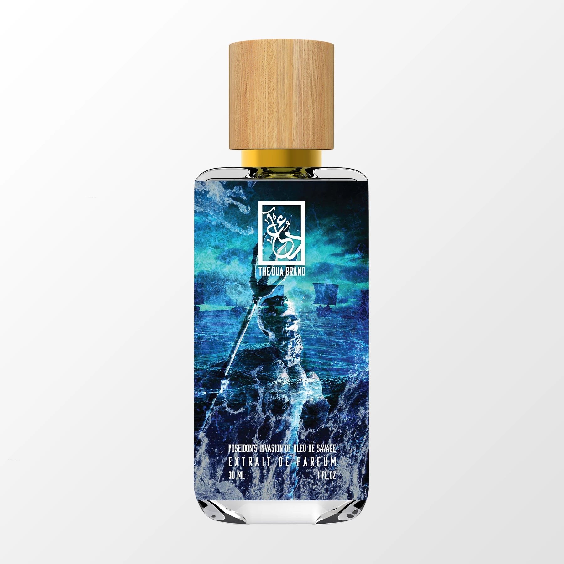 Poseidon’s Invasion of Bleu de Savage by The Dua Brand perfume bottle