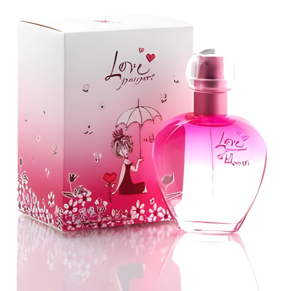 A Bloom by Love Passport perfume bottle