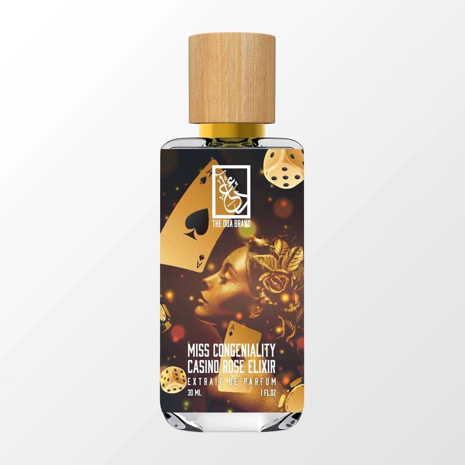 Miss Congeniality Casino Rose Elixir by The Dua Brand perfume bottle