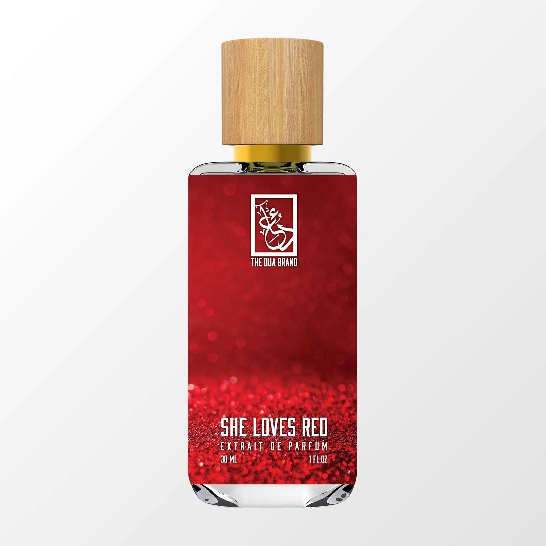 She Loves Red by The Dua Brand perfume bottle