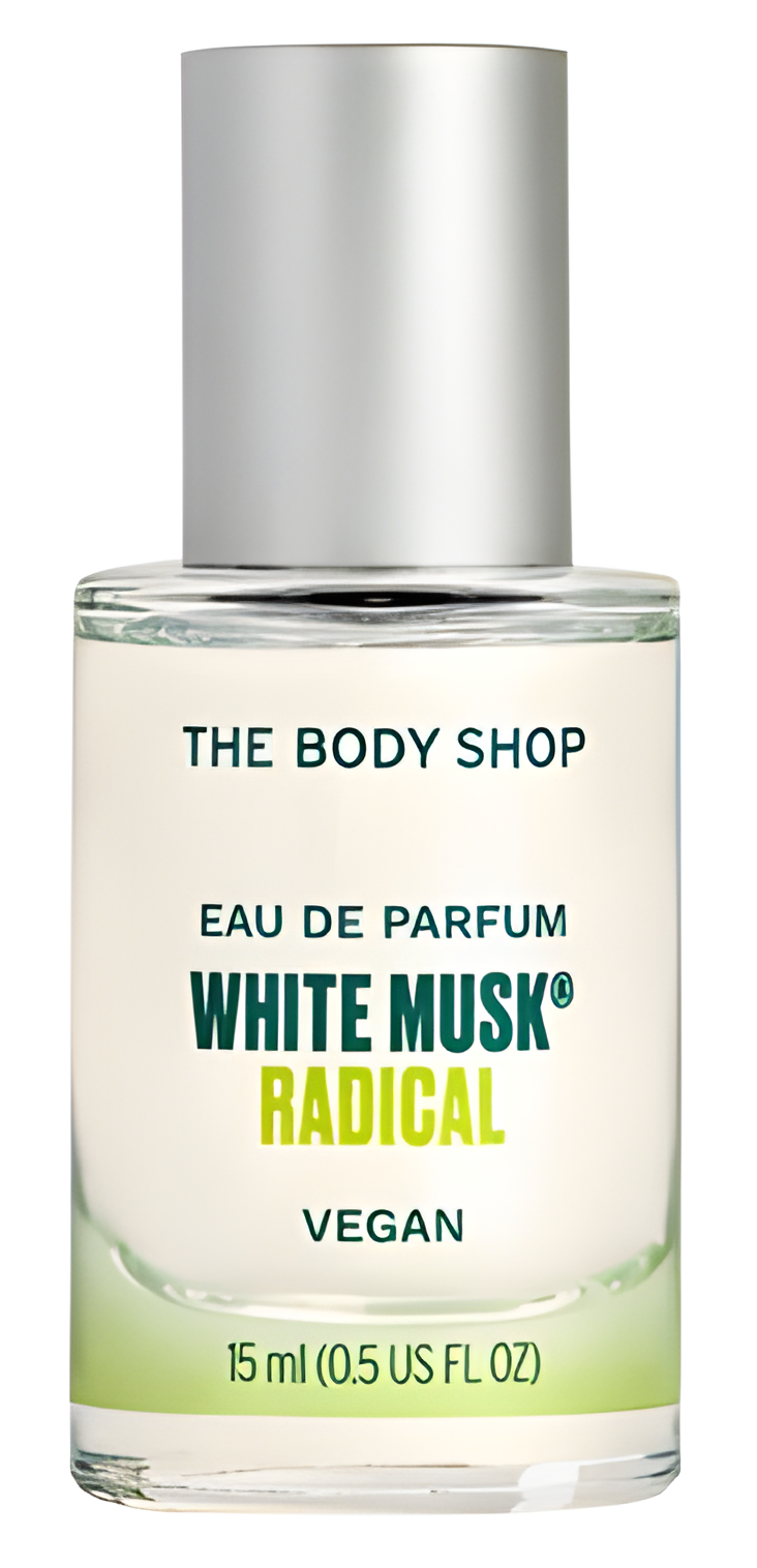 White Musk Radical by The Body Shop perfume bottle