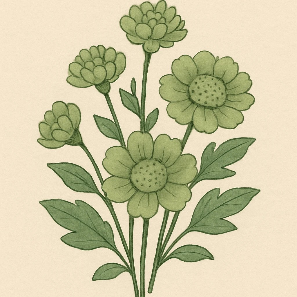 Picture of Green Flowers note