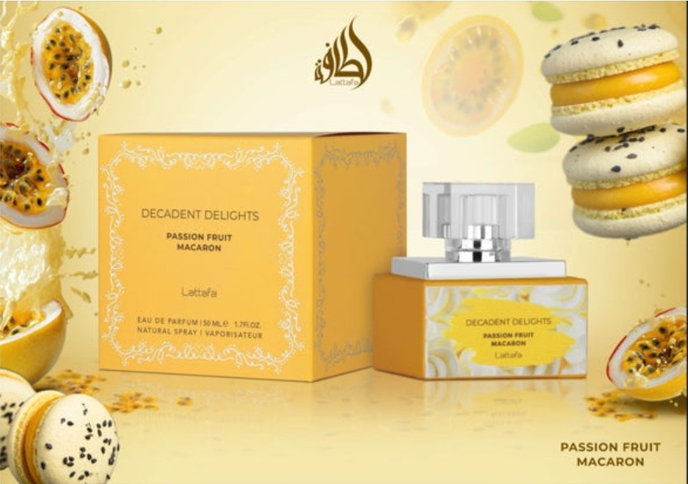Decadent Delights Passion Fruit Macaron Women EDP by Lattafa Perfumes perfume bottle