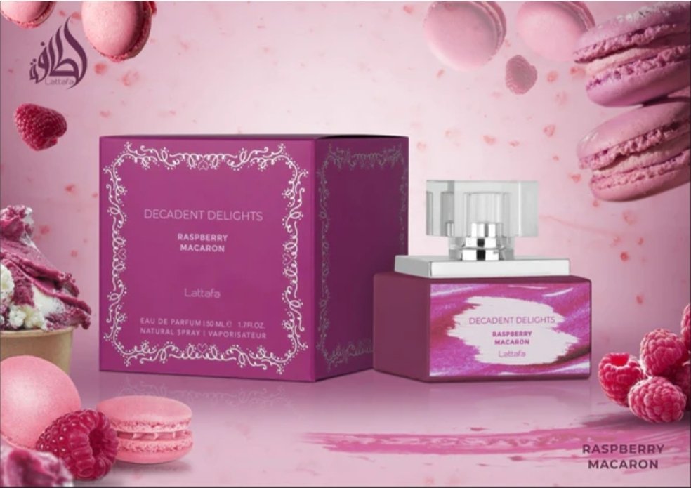 Decadent Delights Raspberry Macaron Women EDP by Lattafa Perfumes perfume bottle