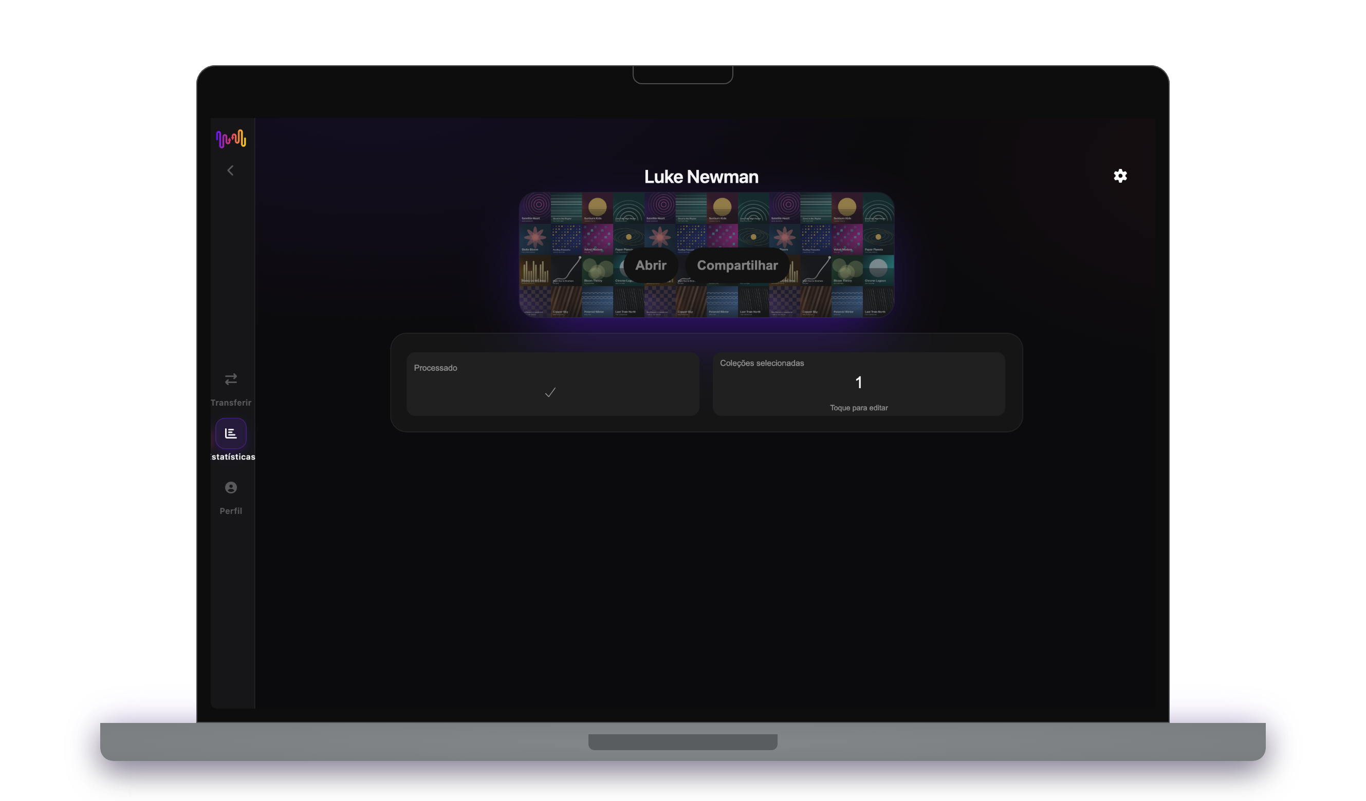Uma colagem partilhável de estatísticas do Boomplay