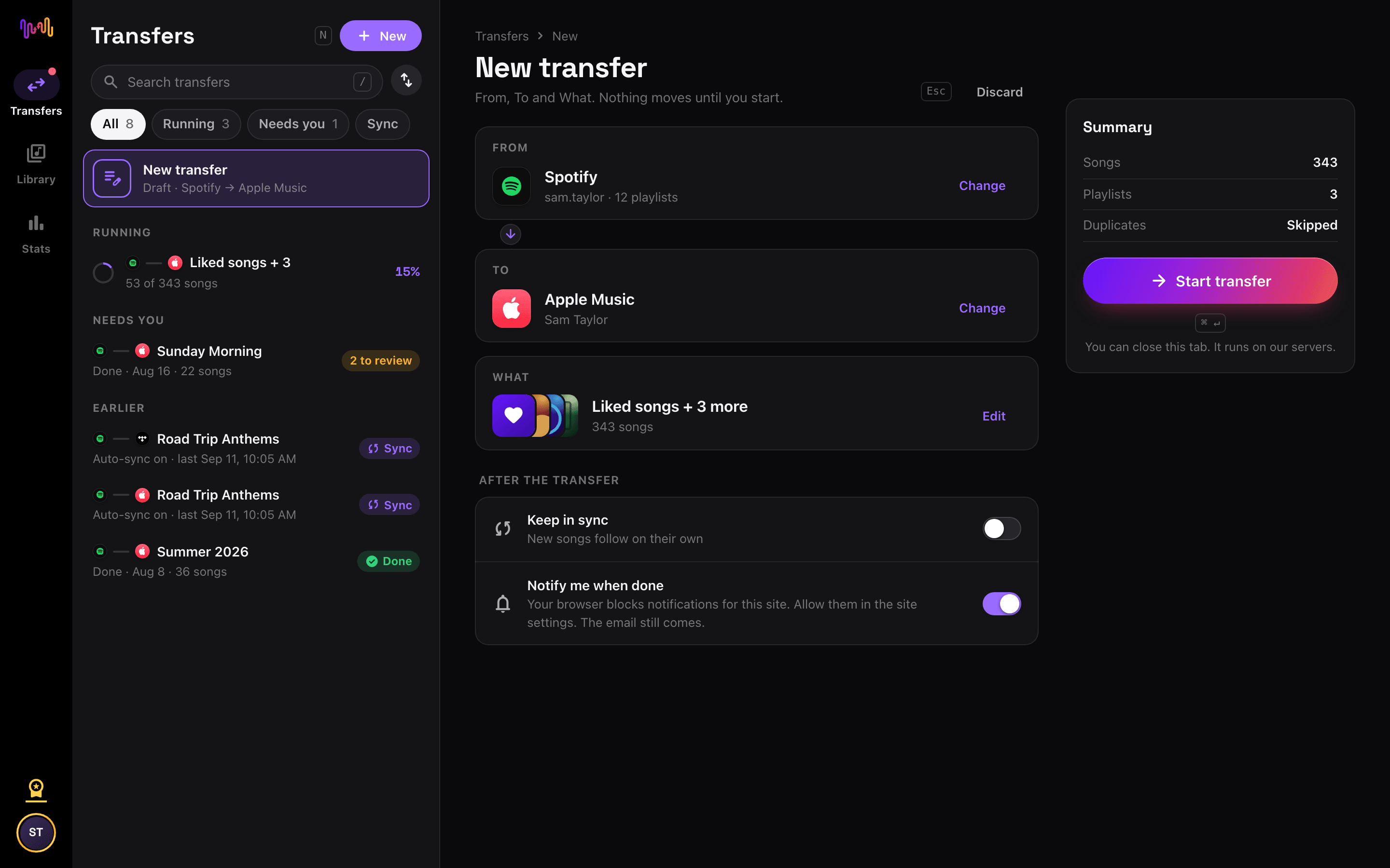 The FreeYourMusic web app: a new transfer from Spotify to Apple Music, ready to start