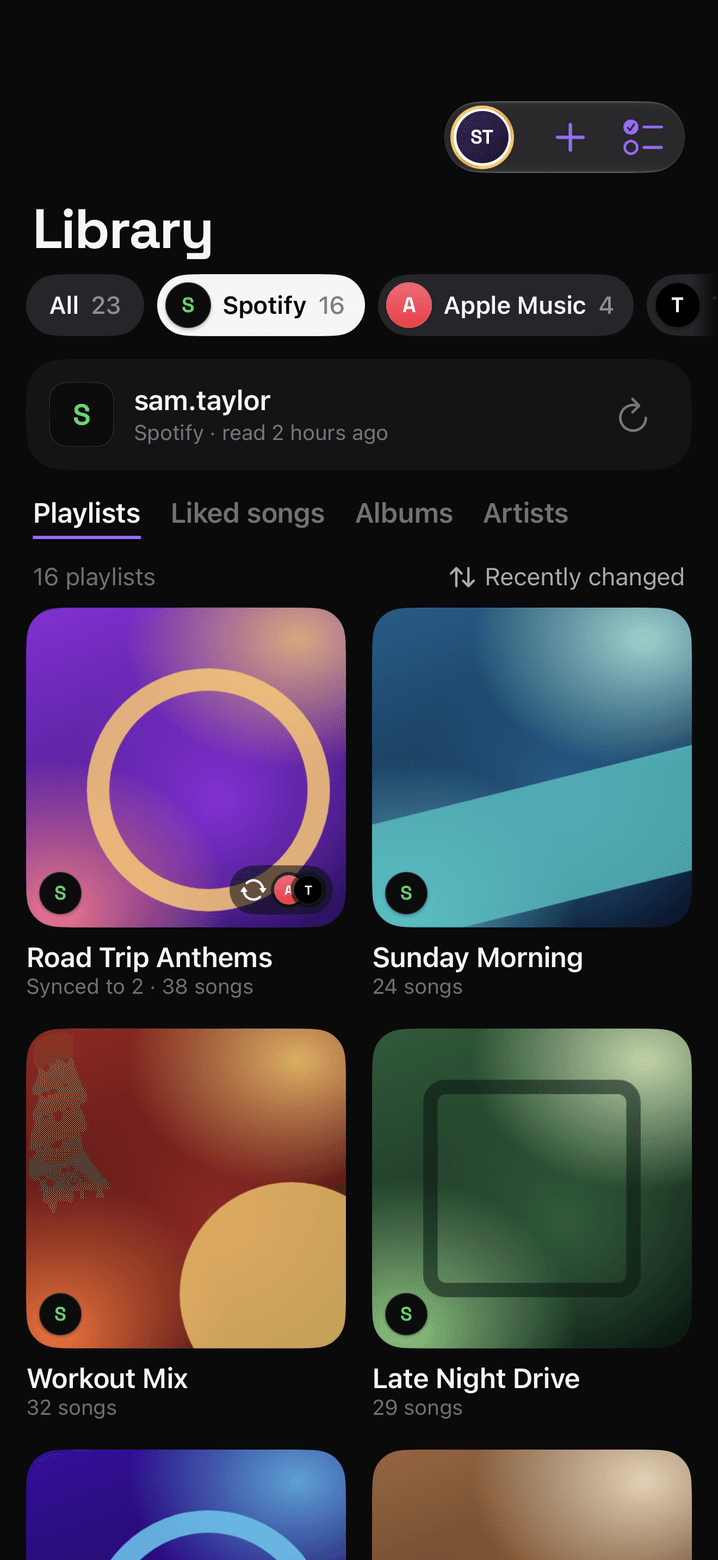 FreeYourMusic mobile — select destination